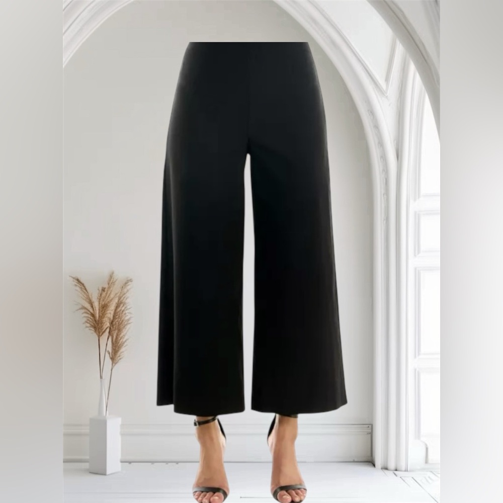 NWOT Nicole Miller crop pull on wide leg elastic waist pant XL Black